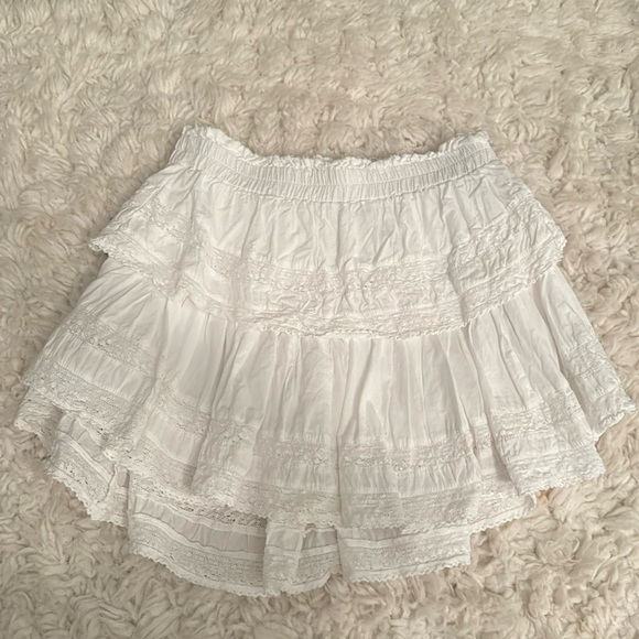 LoveShackFancy White Ruffled Mini Skirt